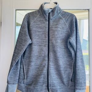 Puma DryCELL Gray Textured Zip Jacket Women’s Large Thumbholes Athletic